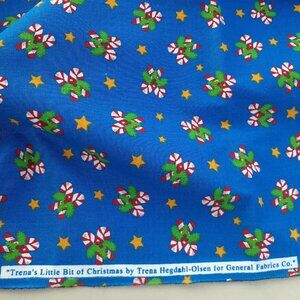 Sewing Fabric Christmas Tied Candy Canes Yellow Star Crafts Quilting 2 yds x 45"